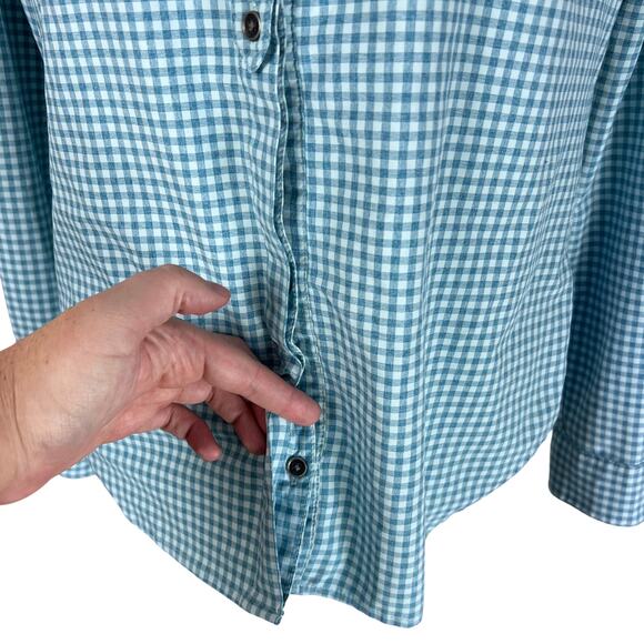 Columbia Omni-Shade Gingham Button Down Shirt Blue Long Sleeve Gorpcore - Picture 4 of 8